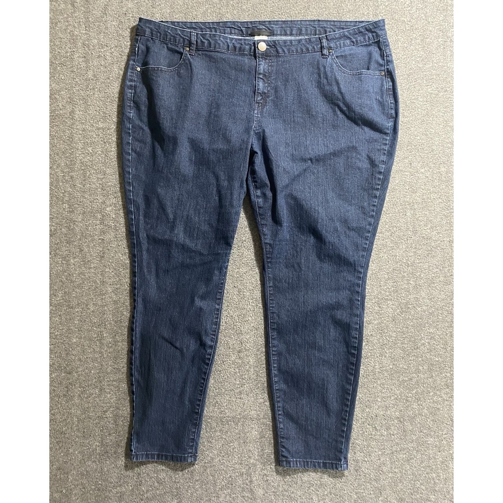 Style&co Womens Plus Size 26W Dark Blue Stretch Straight Leg Jeans High Rise